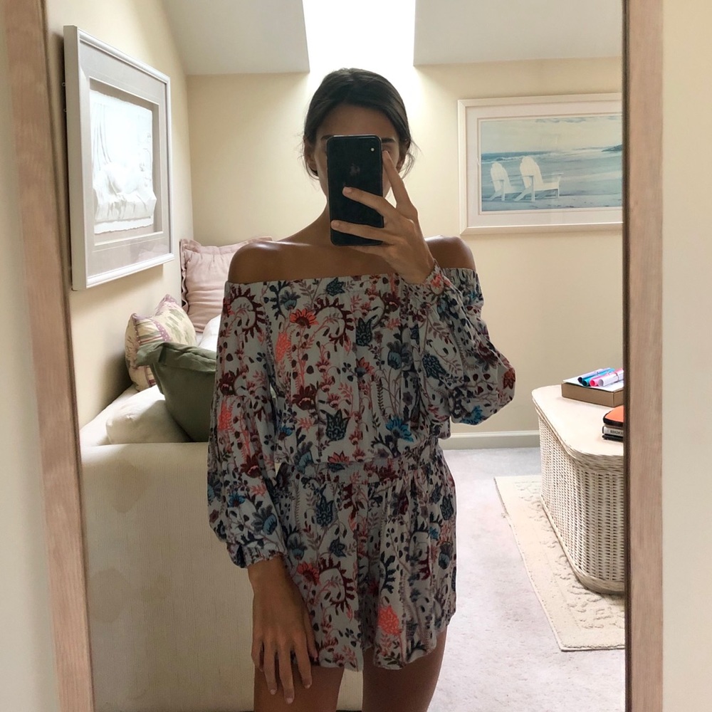 Gray Floral Free People Romper